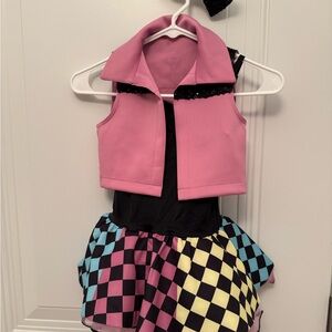 Weissman Pink and Black Checkered Dance Costume